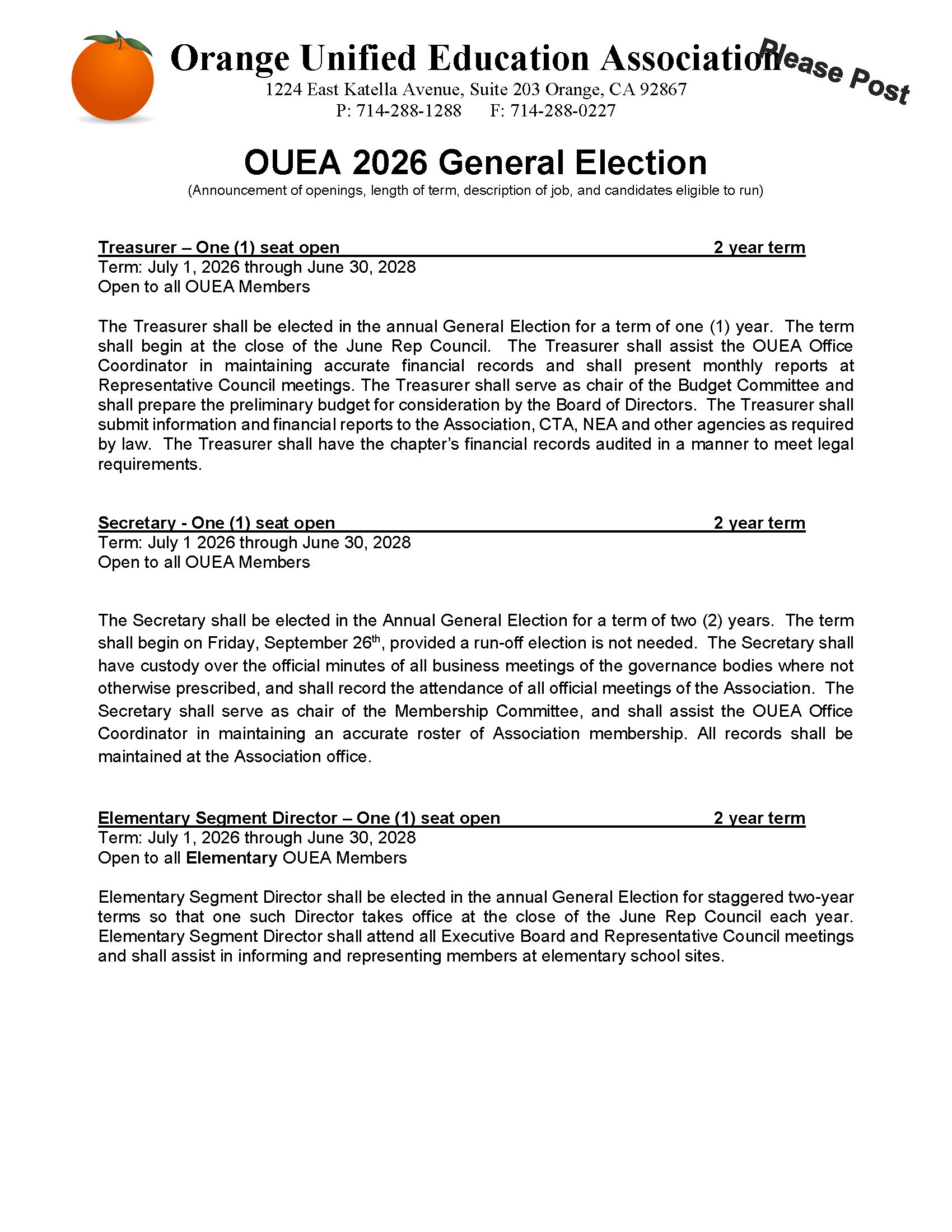 General Election Announcement