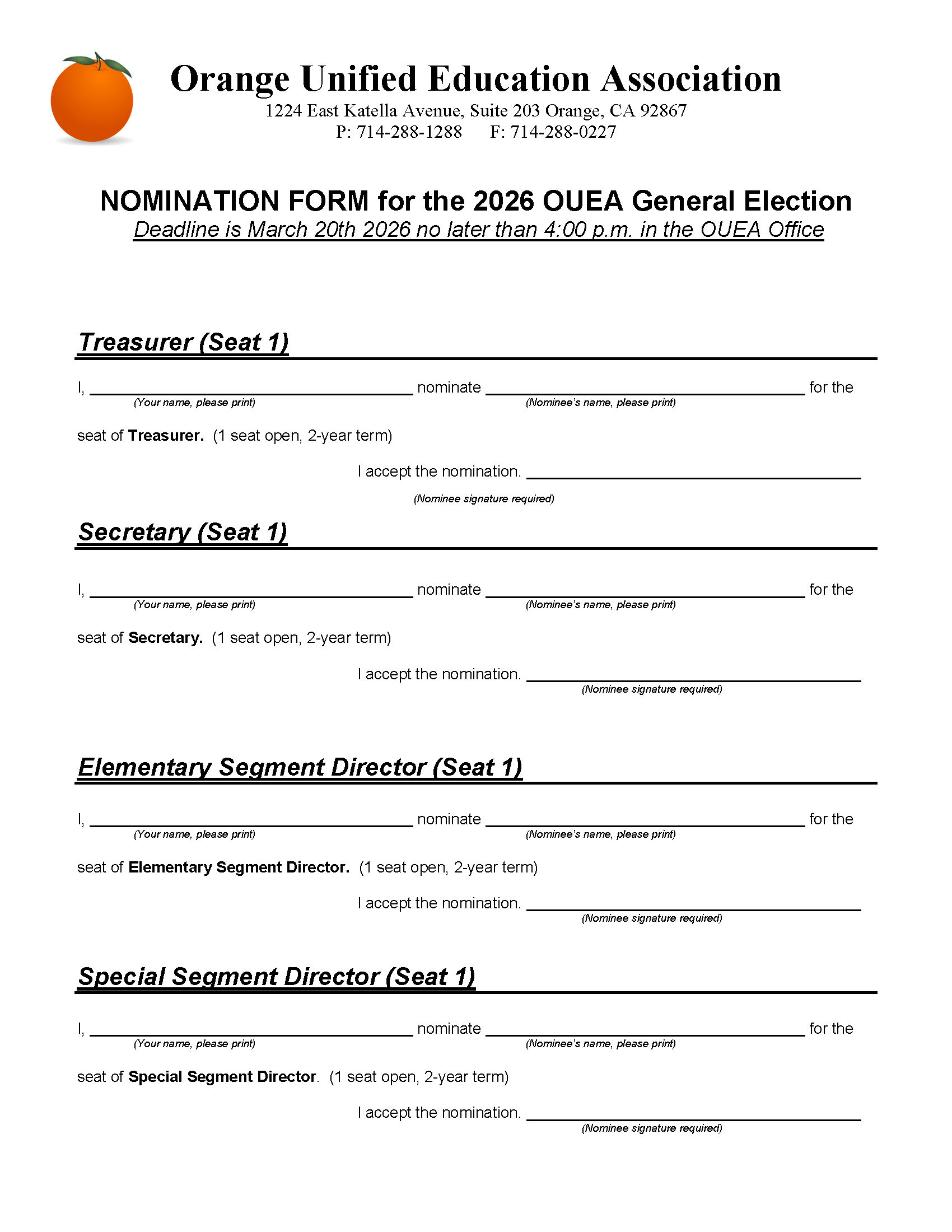 General Election Nomination